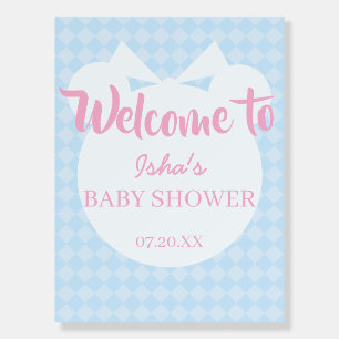 Light Blue Bear Baby shower Welcome Foam Boards