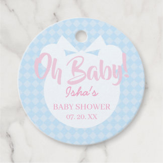 Light Blue Bear Oh Baby Baby Shower Favor Tags
