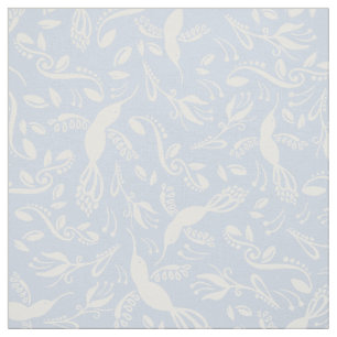 Light Blue Beautiful Hummingbirds Colibri Birds Fabric