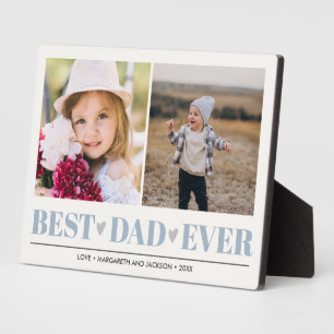 Light Blue BEST DAD EVER collage 2 Photo Plaque