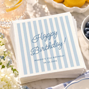 Light Blue Birthday Coastal Chic Custom Name Napkins