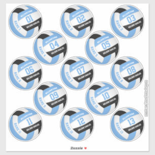 light blue black 13 volleyball players names sticker