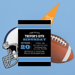 Light Blue Black and Silver Team Birthday Invitation