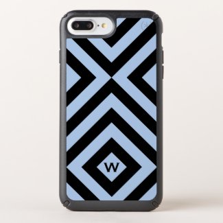 Light Blue, Black Chevrons Diamonds with Initial Speck iPhone Case