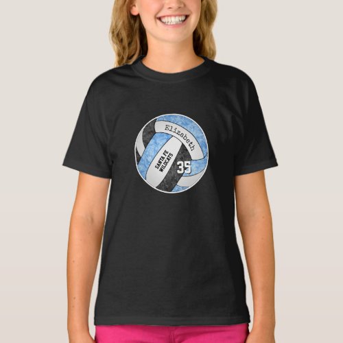 Light blue black girly volleyball team colors T_Shirt