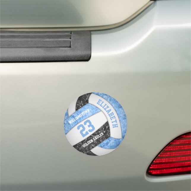 light blue black girly volleyball team spirit  car magnet (In Situ)