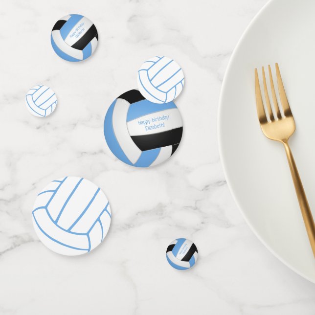 light blue black kids volleyball birthday confetti (Group)