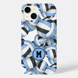 Light blue black monogrammed girls volleyball Case-Mate iPhone 14 case