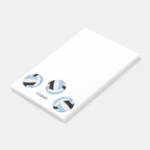light blue black personalized volleyball post-it notes