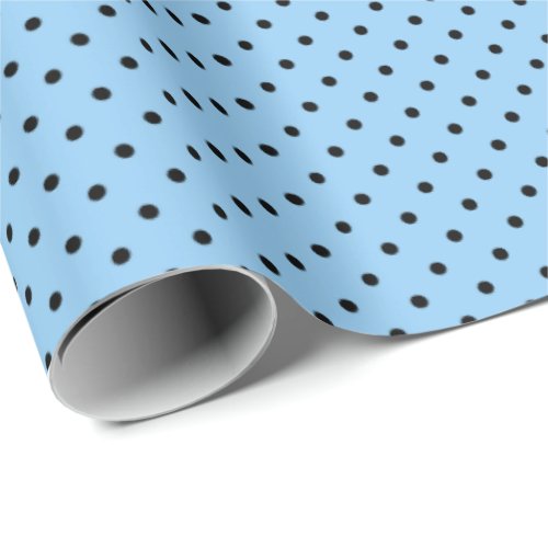 Light Blue  Black Polka Dot Wrapping Paper