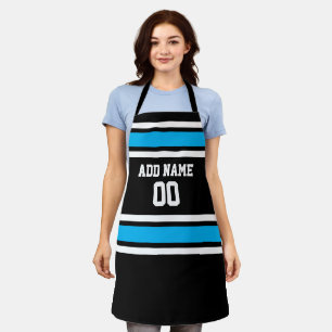 Light Blue Black Sports Jersey Custom Name Number Apron