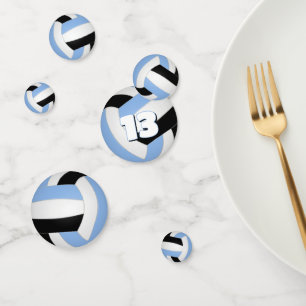 light blue black team colors kids volleyball party confetti