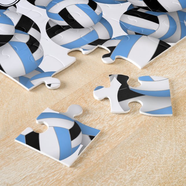 light blue black team colors volleyballs pattern jigsaw puzzle (Side)