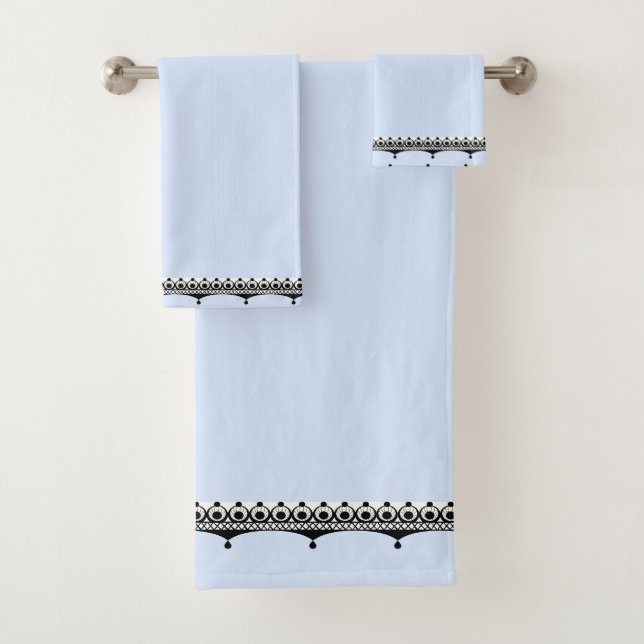 Light Blue Black Trim Bath Towel Set (Insitu)