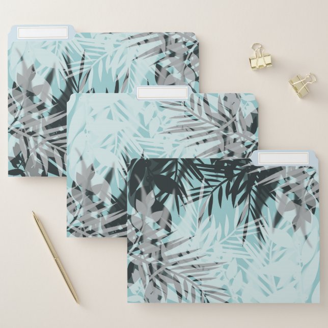 Light blue black tropical pattern file folder (Set)