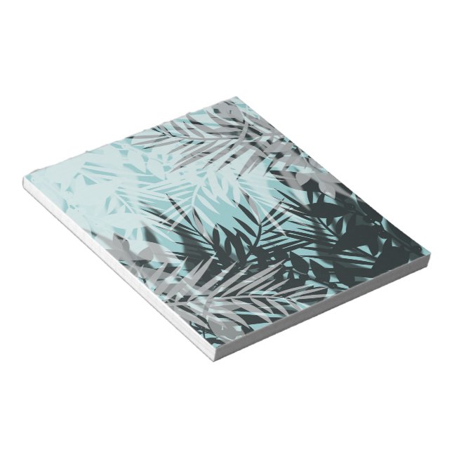 Light blue black tropical pattern notepad (Angled)