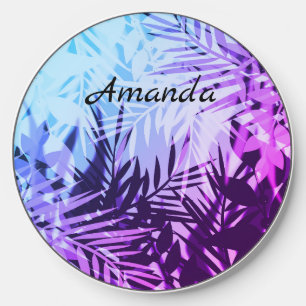 Light blue black tropical pattern wireless charge