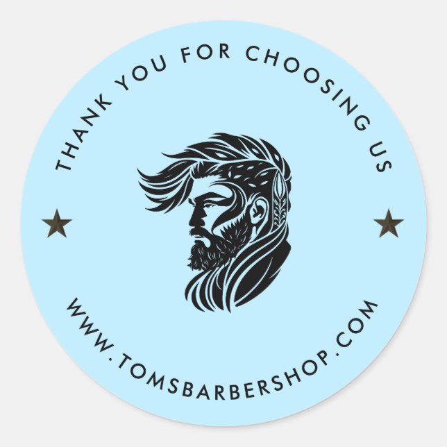 Light Blue Black Typography Custom Logo Classic Round Sticker (Front)