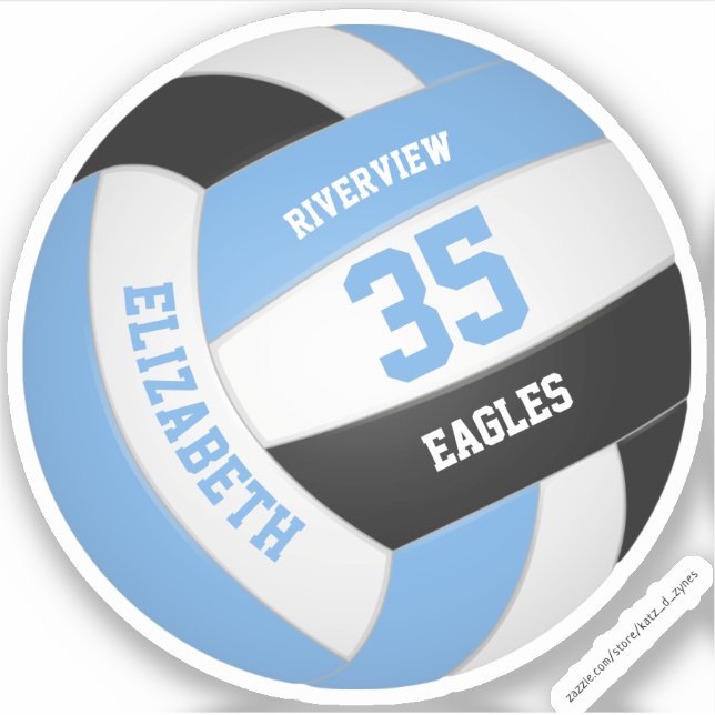 light blue black volleyball kids teens sports sticker (Front)