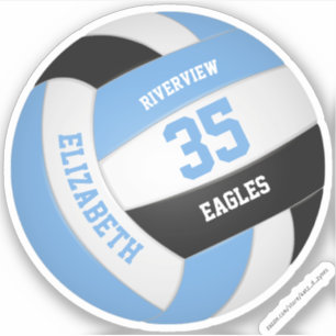 light blue black volleyball kids teens sports sticker