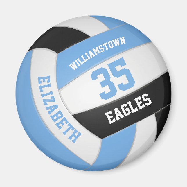 light blue black volleyball team colors girls boys magnet (Front)