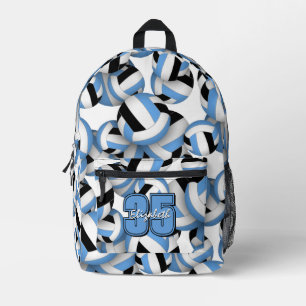 Light blue black volleyballs patterned sports gear printed backpack