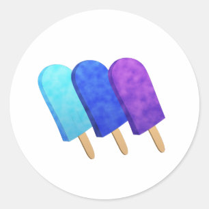 Light Blue, Blue, and Purple Ice Pops Classic Round Sticker