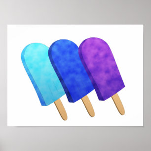 Light Blue, Blue, and Purple Ice Pops Poster
