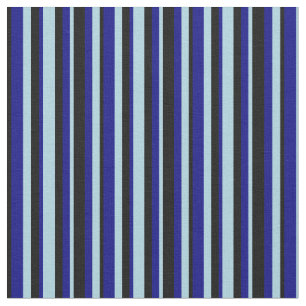 Light Blue, Blue & Black Colored Stripes Fabric