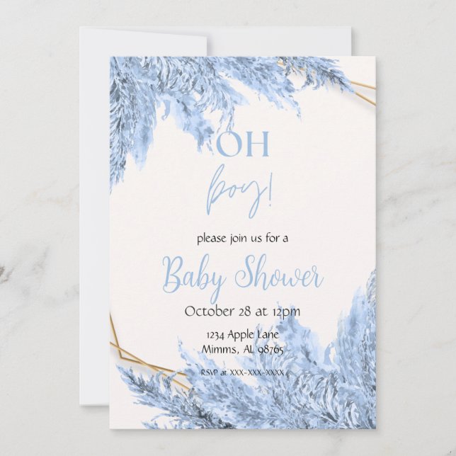 Light Blue Boho Baby Shower Invitation (Front)