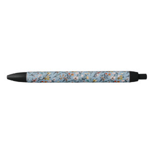 Light Blue Boho Chic Watercolor Floral Pen