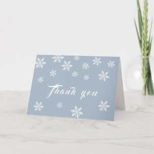Light Blue Boho Winter Snowflake Baby Shower  Letterpress Thank You Card