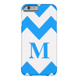 Light Blue Bold Chevron with monogram Barely There iPhone 6 Case