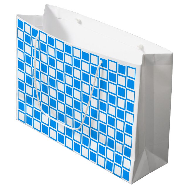 Light Blue Bold Mod Squares Large Gift Bag (Front Angled)