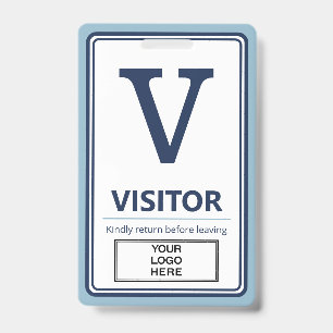Light Blue Border Business Logo Visitor Badge
