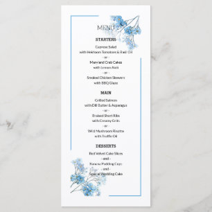 Light Blue Botanical Floral Pattern Wedding Menu