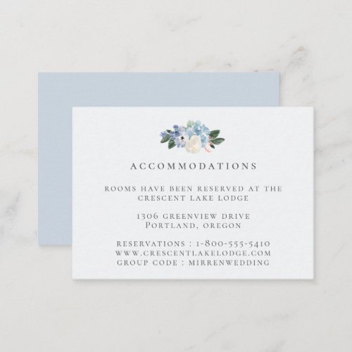 Light Blue Botanical Wedding Accommodations Enclosure Card