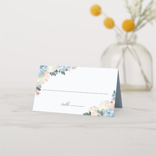 Light Blue Botanical Wedding Place Card