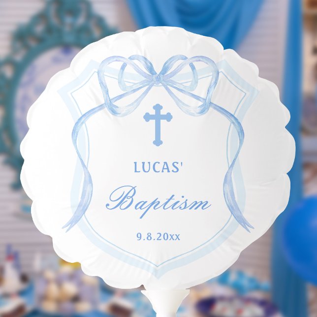 Light Blue Bow Crest Baptism Balloon (Creator Uploaded)