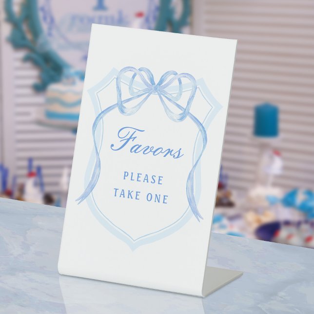 Light Blue Bow Crest Favors Pedestal Sign (Creator Uploaded)