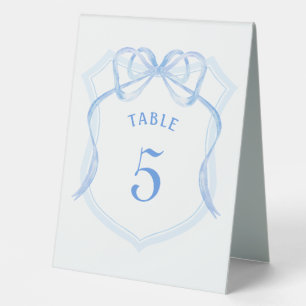 Light Blue Bow Crest Table Number Sign