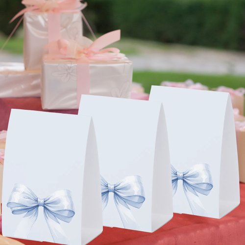 Light blue bow DIY write your own party Paper Table Tent