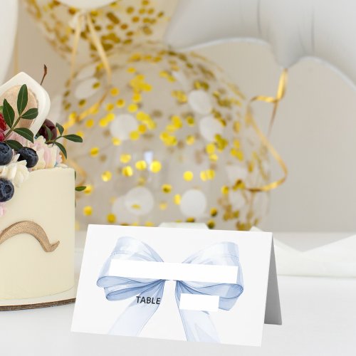 Light blue Bow Place Cards Elegant Folded