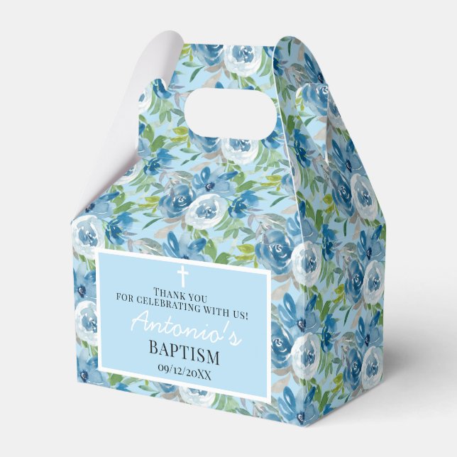 Light Blue Boy Baptism Favor Box (Front Side)