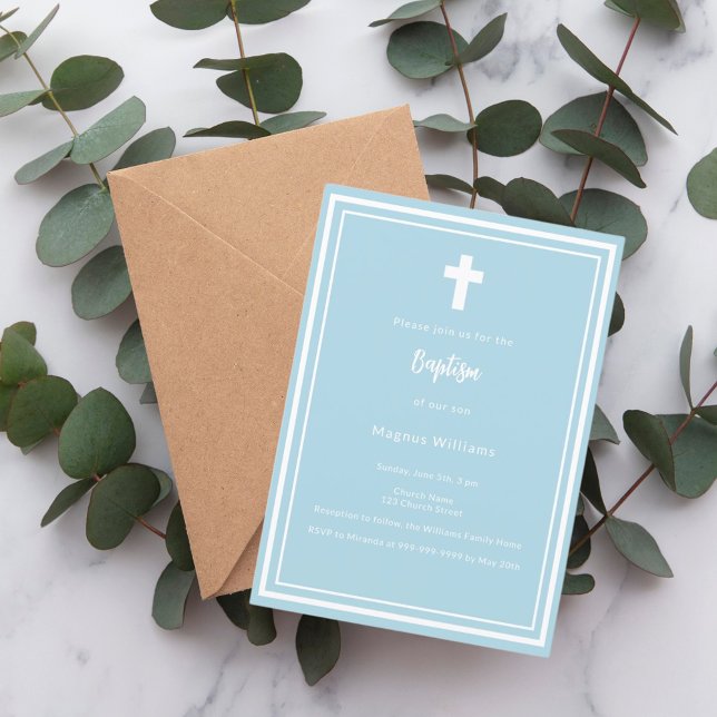 Light blue boy Baptism Invitation (Creator Uploaded)