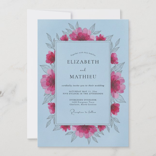 Light Blue Breathtaking Spring Wedding Invitation (Front)