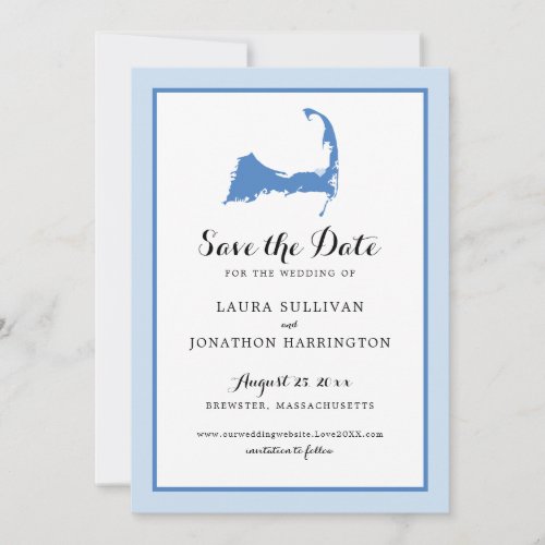 Light Blue Brewster Cape Cod Map Wedding Save The Date