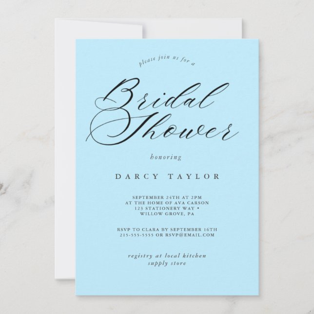 Light Blue Bridal Shower Invitation (Front)