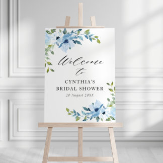 light blue bridal shower welcome sign