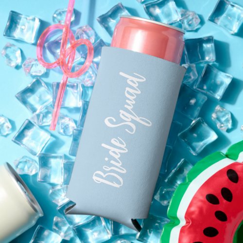 Light Blue Bride Squad Bachelorette Party Seltzer Can Cooler